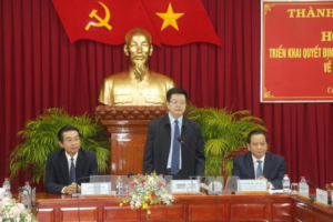 Đồng chí Mai Văn Chính phát biểu tại buổi lễ. Ảnh TTXVN